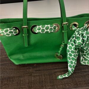 Michael Kors Green Shoulder Bag with Gold Accents